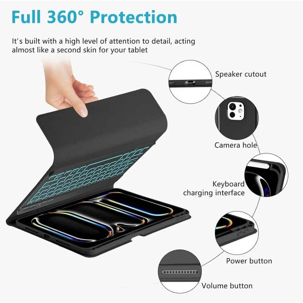 MMK for Apple iPad Pro 11 inch Case with Keyboard 2024
